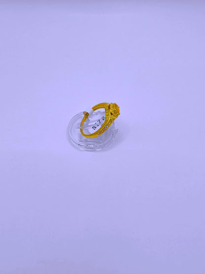Anillo Plata Esterlina S925 Compromiso 2 Chapa Oro 14k Calenbi SR0017