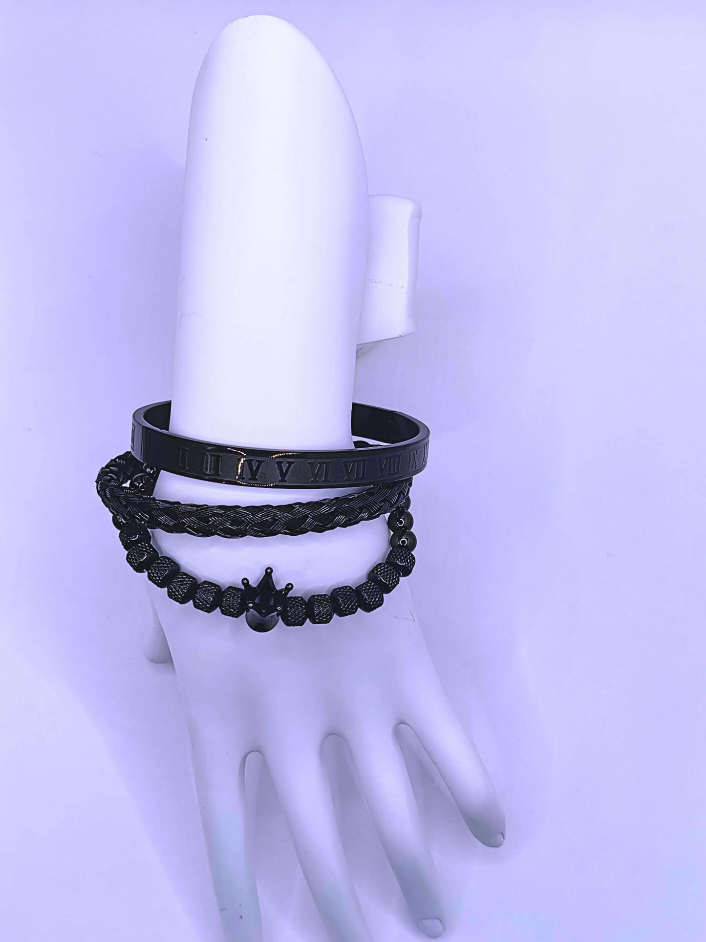 Pulsera Acero Inoxidable Triple Negro Unisex Calenbi