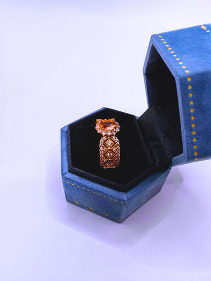 Anillo Acero Inoxidable Circonita Chapa Oro Rosa 14K Calenbi