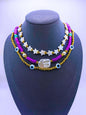 Collar Plástico Bohemio Triple Morado Ojo Turco Calenbi