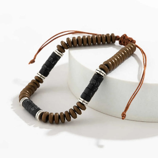 Pulsera Cera De Vela Hilo Ajustable Bronce Unisex Calenbi