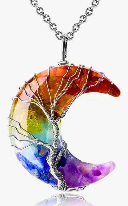 Collar y Dije Luna Siete Chakras Opalo Natural Calenbi