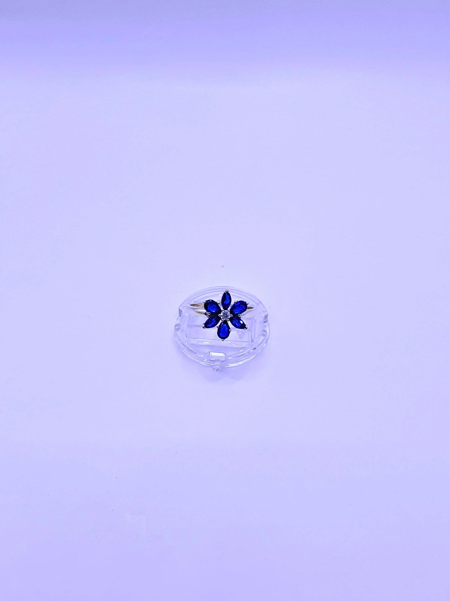 Anillo Plata Ley 925 Pandora Flor Circonita  Azul Marino Calenbi