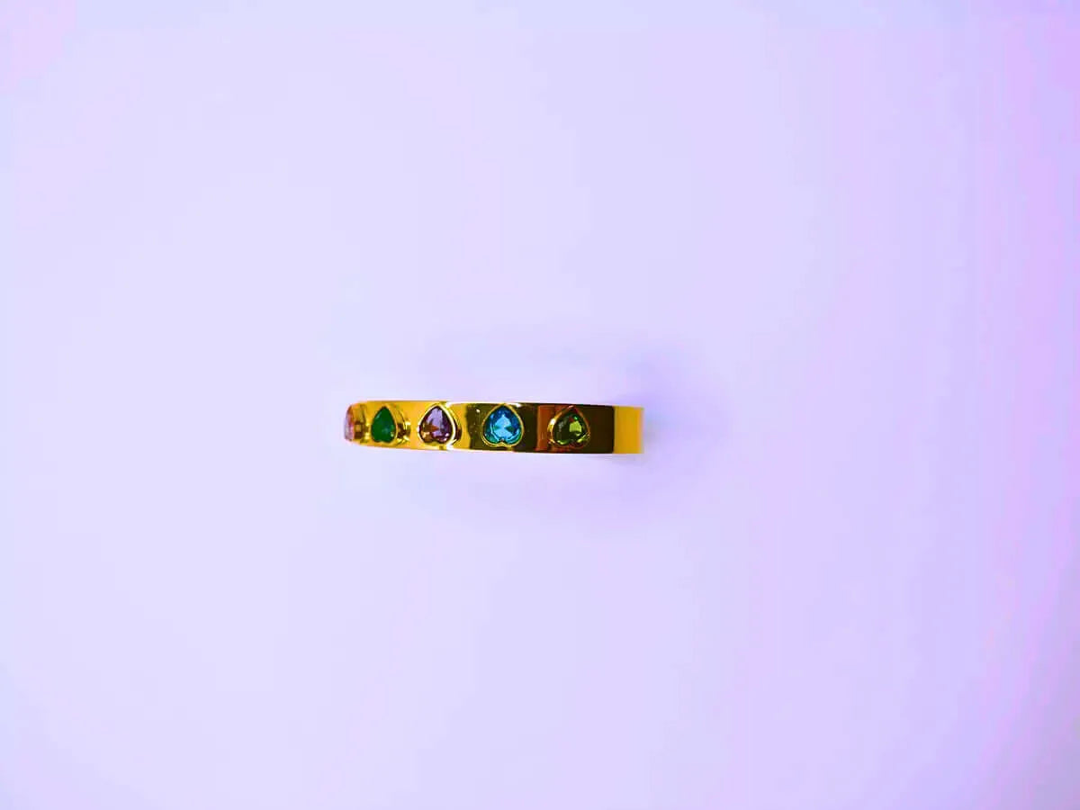 Pulsera Acero Inoxidable Circonita Cubica Corazónes Chapa Oro 12k Calenbi