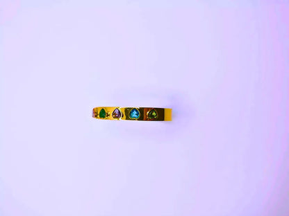 Pulsera Acero Inoxidable Circonita Cubica Corazónes Chapa Oro 12k Calenbi