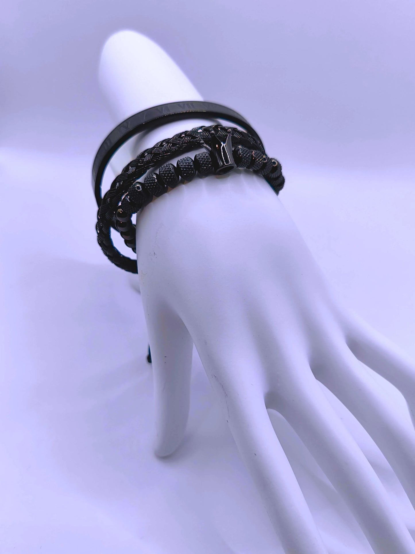 Pulsera Acero Inoxidable Triple Negro Unisex Calenbi