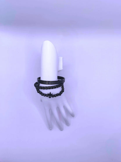 Pulsera Acero Inoxidable Triple Negro Unisex Calenbi