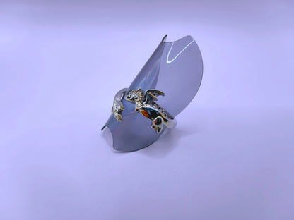 Anillo Zinc Dragón Plateado Ajustable Calenbi