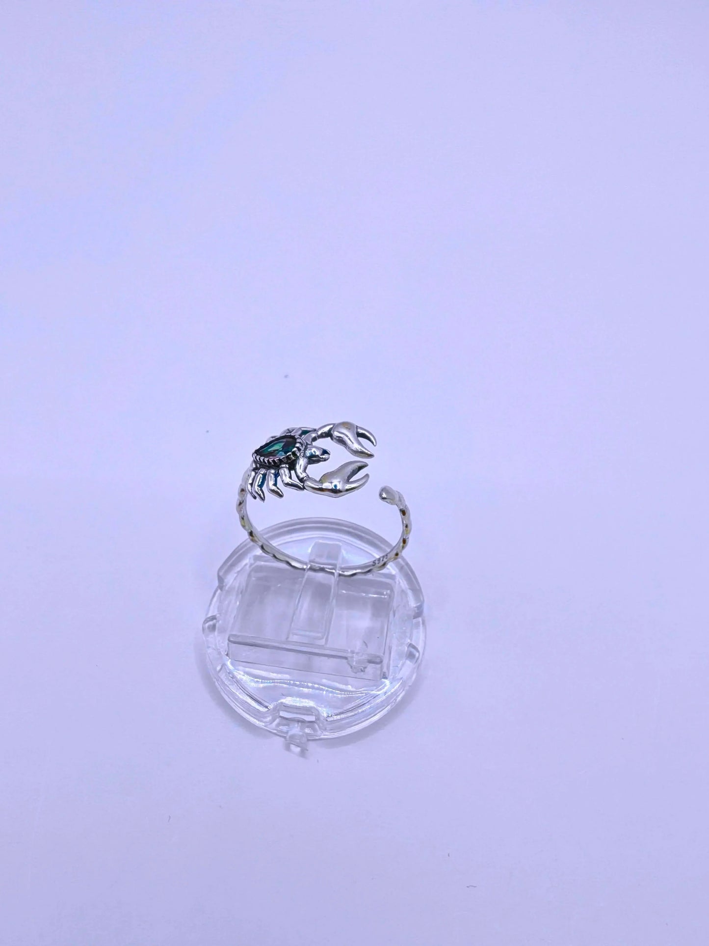 Anillo S925 Ley "Alacrán" Circonita Morada Ajustable Calenbi