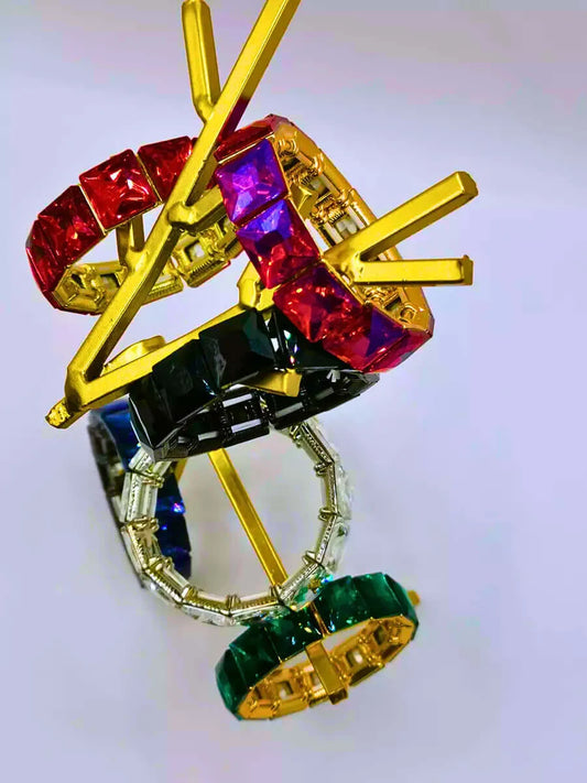 Brazalete Cobre Circonita Cubica Colores Elástica Dorado Calenbi