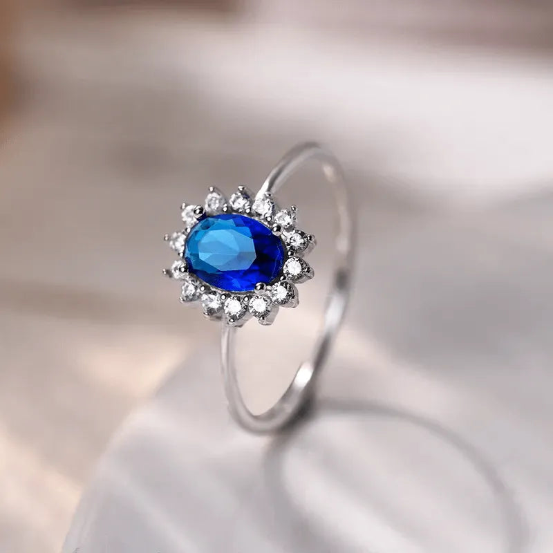 Anillo S925 Ley "Renacer Espiritual" Circonita Cubica Azul Calenbi