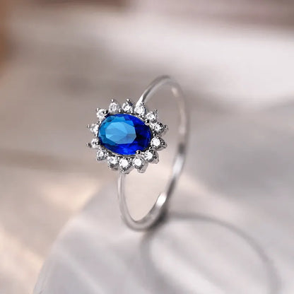 Anillo S925 Ley "Renacer Espiritual" Circonita Cubica Azul Calenbi