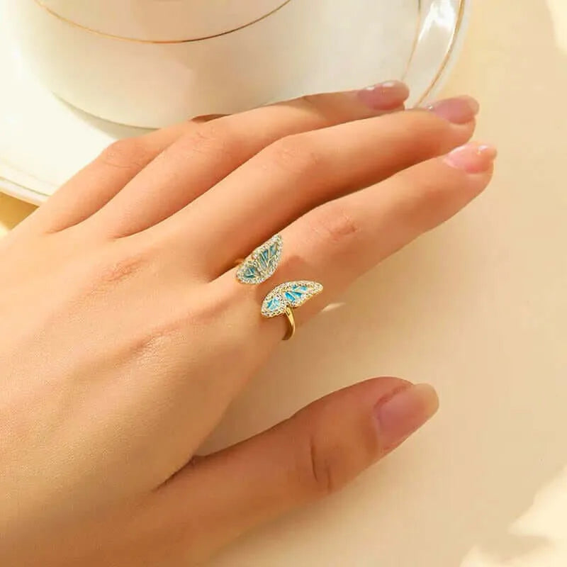 Anillo Cobre Mariposa Ajustable Chapa Oro 10K Calenbi