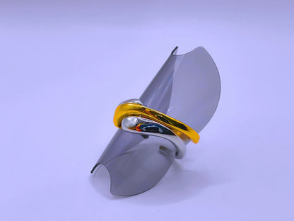 Anillo Acero Inoxidable Doble Chapa Oro 10k Calenbi