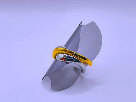 Anillo Acero Inoxidable Doble Chapa Oro 10k Calenbi