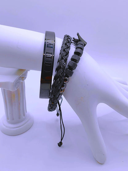 Pulsera Acero Inoxidable Triple Negro Unisex Calenbi