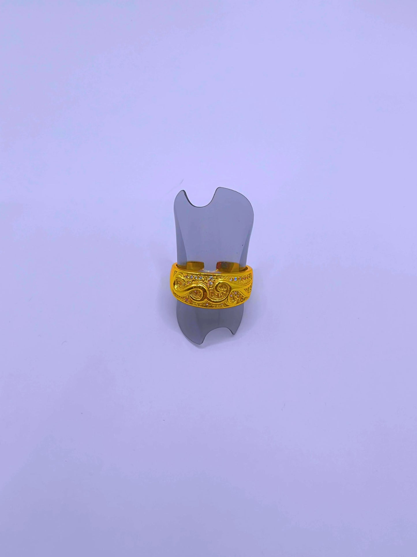 Anillo Cobre Grabado Flor Chapa Oro 14k Ajustable Calenbi