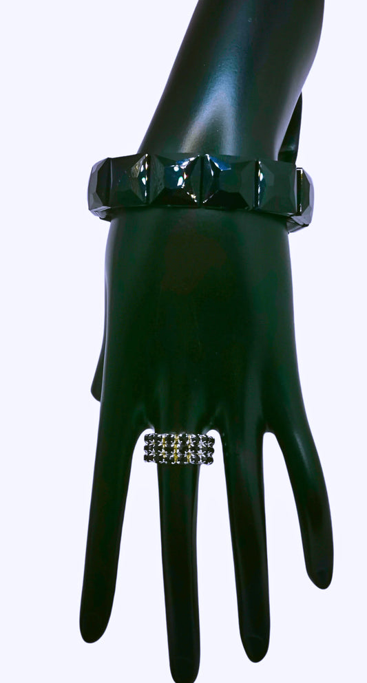 Brazalete y Anillo Cobre Elásticos Circonita Cubica Calenbi