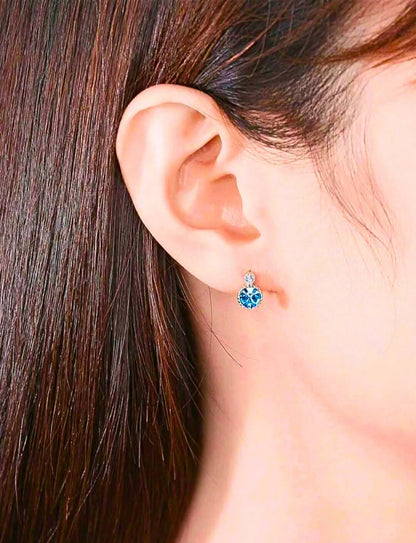 Collar y Aretes S925 Ley Mínimalista Moderno Circonita Azul Cielo Calenbi