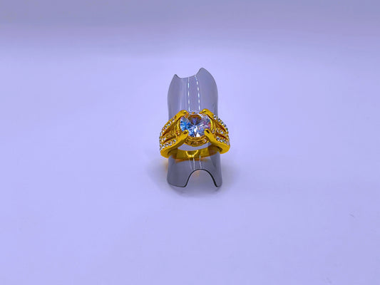 Anillo Cobre Moderno Circonita Cubica Chapa Oro 14k Calenbi