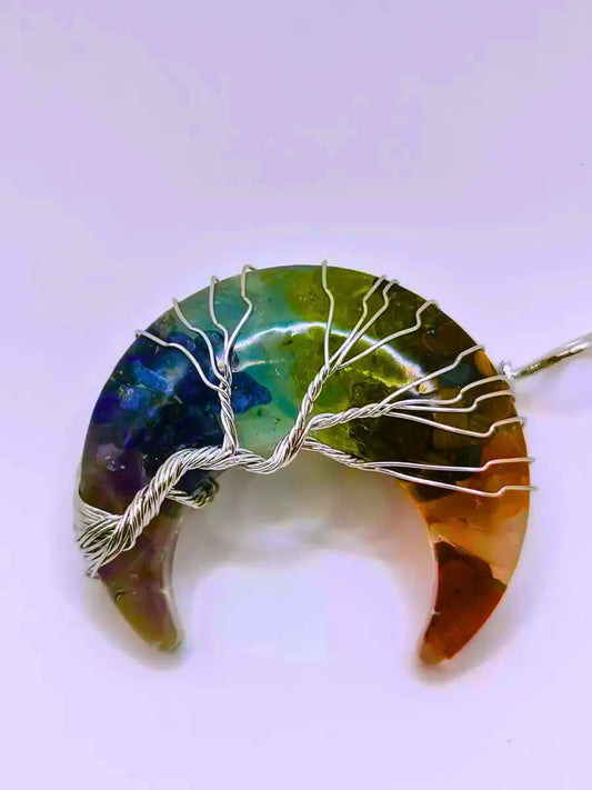 Collar y Dije Luna Siete Chakras Opalo Natural Calenbi