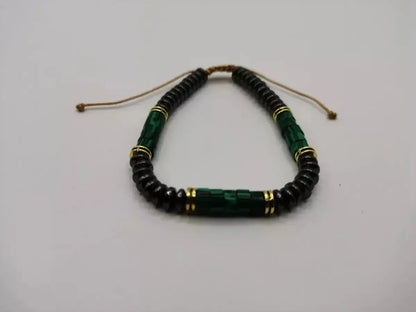 Pulsera Cobre Cuentas Verde Jade Ajustable Calenbi