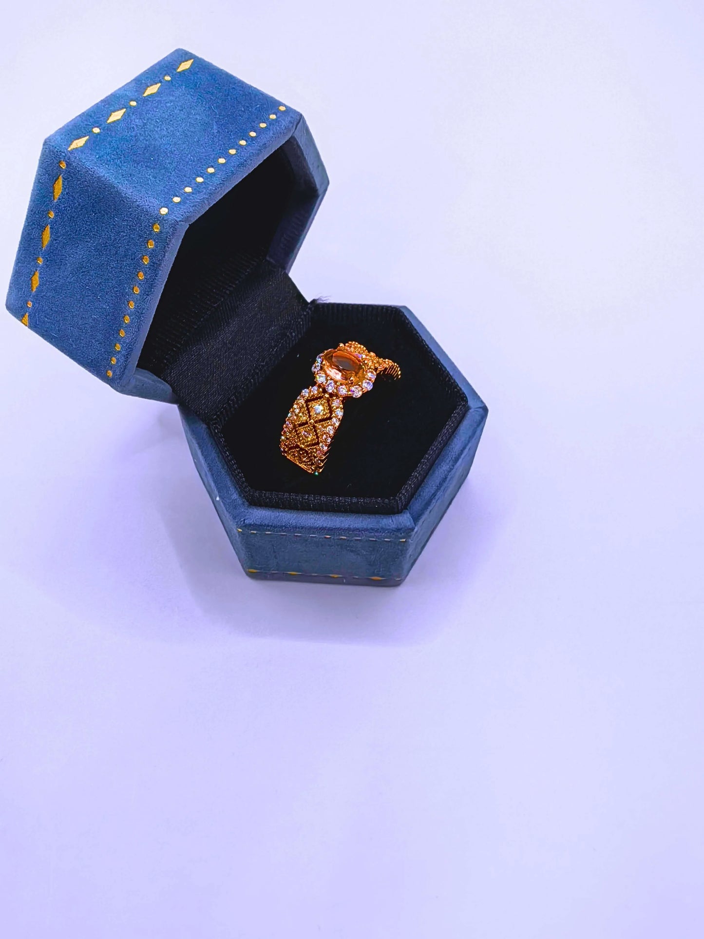 Anillo Acero Inoxidable Circonita Chapa Oro Rosa 14K Calenbi