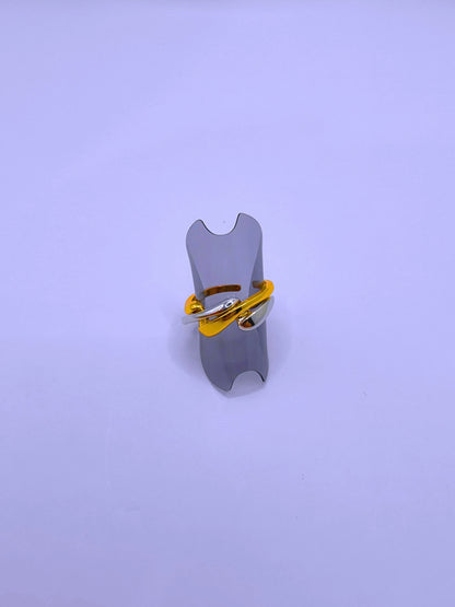 Anillo Acero Inoxidable Doble Chapa Oro 10k Calenbi