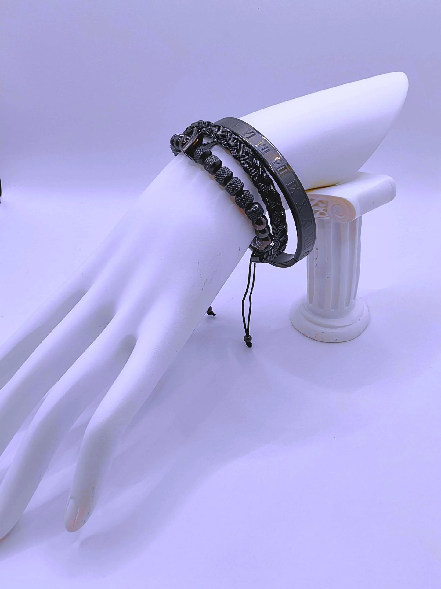 Pulsera Acero Inoxidable Triple Negro Unisex Calenbi