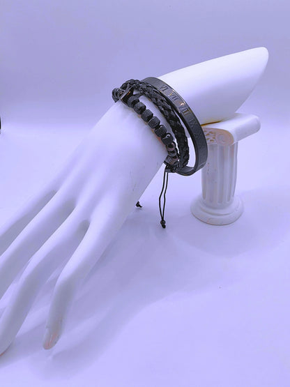 Pulsera Acero Inoxidable Triple Negro Unisex Calenbi