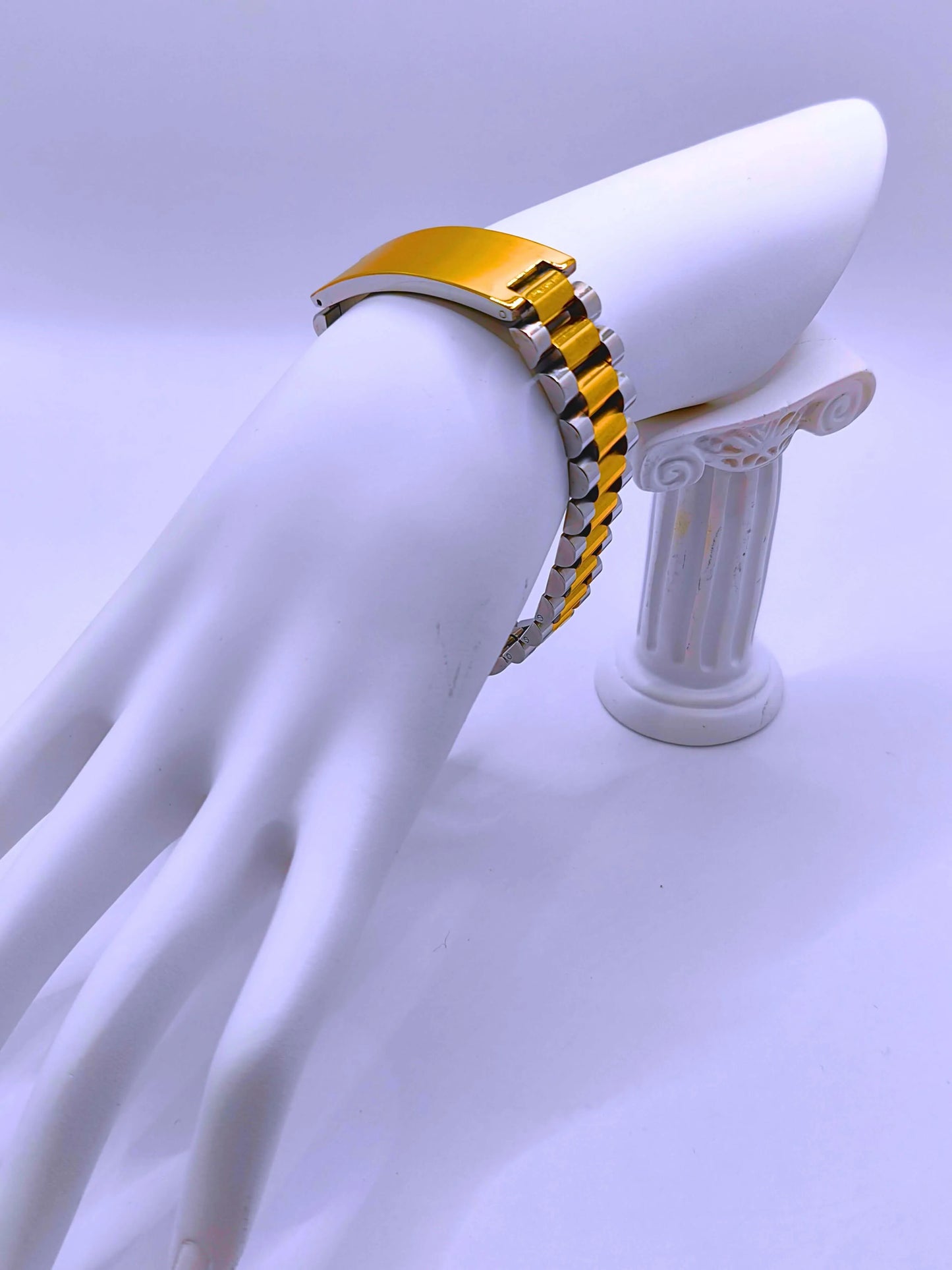 Pulsera Acero Inoxidable Broche Dorado 10k Unisex Calenbi