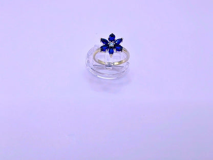 Anillo Plata Ley 925 Pandora Flor Circonita  Azul Marino Calenbi