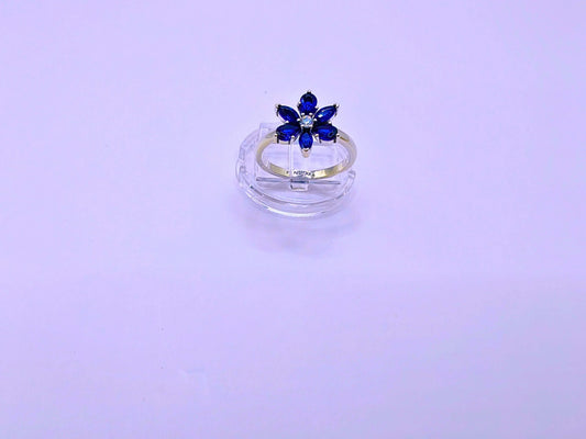 Anillo Plata Ley 925 Pandora Flor Circonita  Azul Marino Calenbi