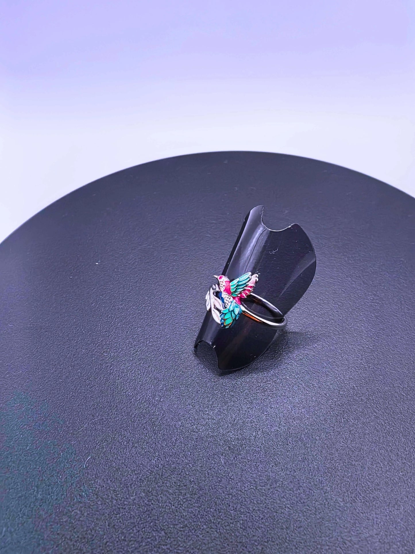 Anillo Plata Ley 925 Colibrí Recina Epoxica Ajustable Calenbi