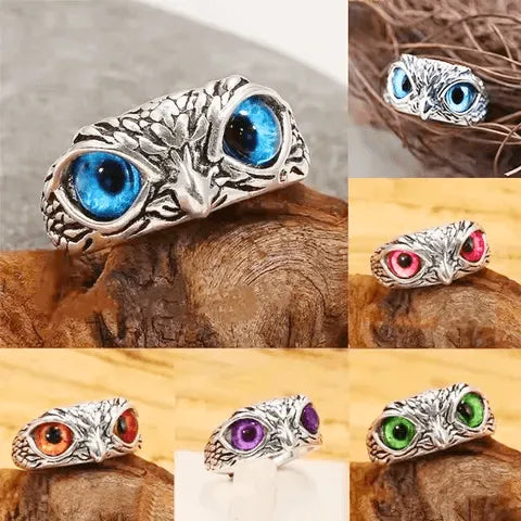 Anillo Aleación Búho Ojos Color Ajustable Calenbi