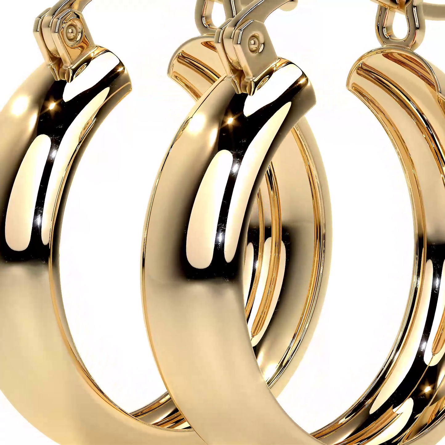 Arracada Bangle De Oro De 14k Lisa De 15mm, 6mm de Ancho