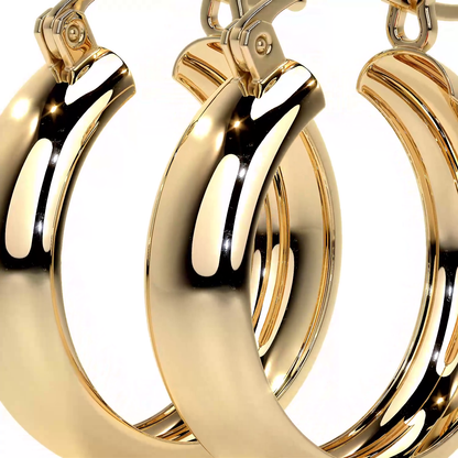 Arracada Bangle De Oro De 14k Lisa De 15mm, 6mm de Ancho