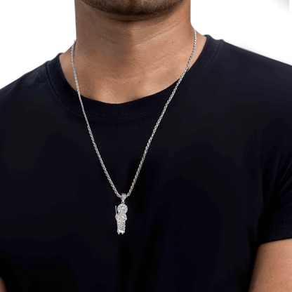 Collar De Plata 925 Con Dije De San Judas 4.9 Cm