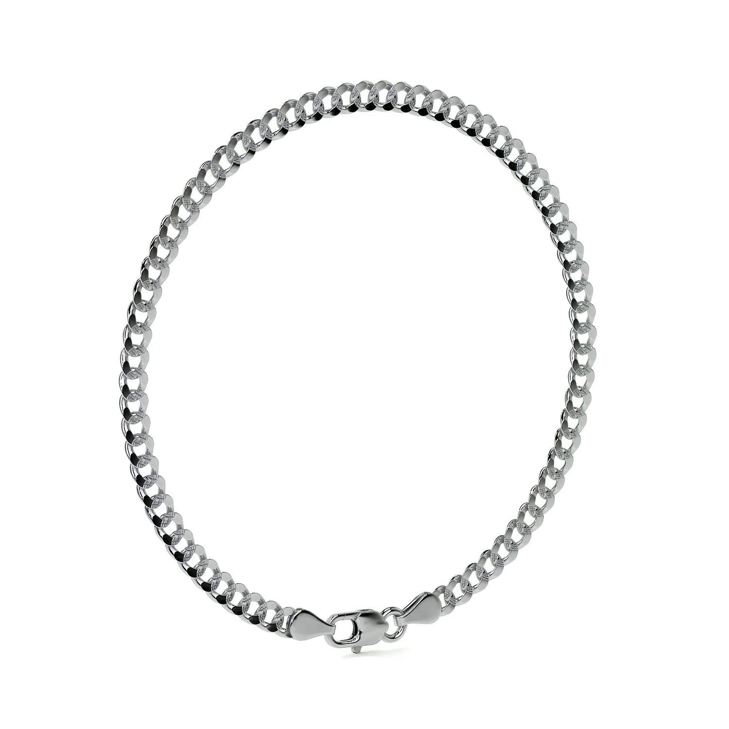 Pulsera De Plata 925 Barbarada 18cm Calibre 3.2mm Italiana