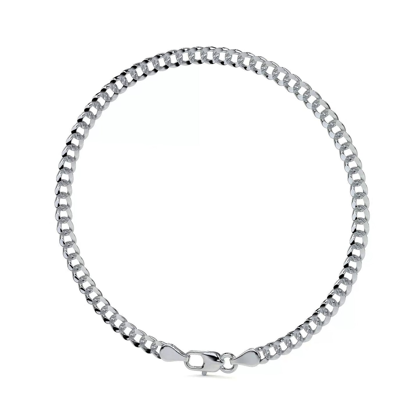 Pulsera De Plata 925 Barbarada 18cm Calibre 3.2mm Italiana