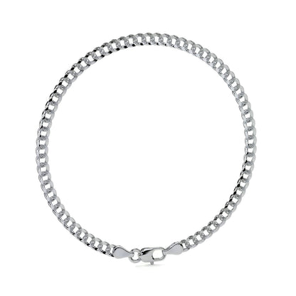 Pulsera De Plata 925 Barbarada 18cm Calibre 3.2mm Italiana