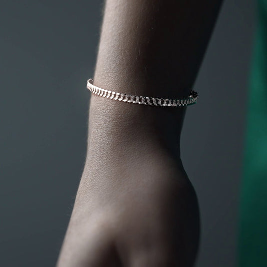 Pulsera De Plata 925 Barbarada 18cm Calibre 3.2mm Italiana