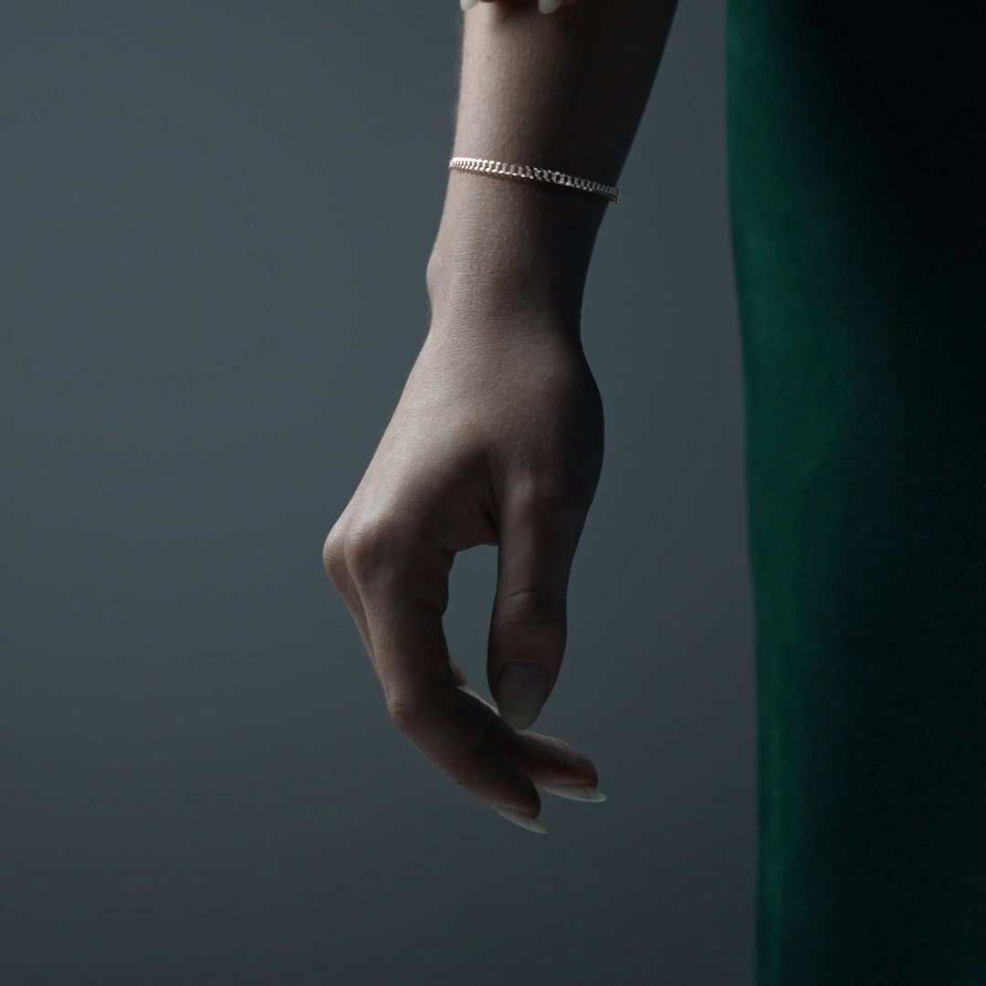 Pulsera De Plata 925 Barbarada 18cm Calibre 3.2mm Italiana