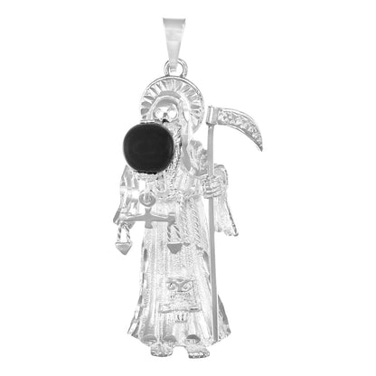 Cadena De Plata 925 Dije De La Santa Muerte Collar Hombre