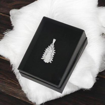 Dije De Virgen De Guadalupe De Plata 925 Con Zirconita 2.7cm